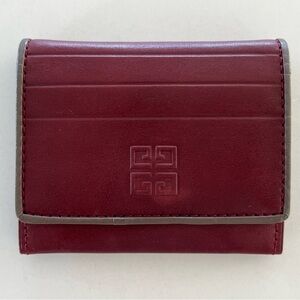 Givenchy 4G Logo Embossed Leather Coin Pouch Card Holder Compact Wallet Burgundy